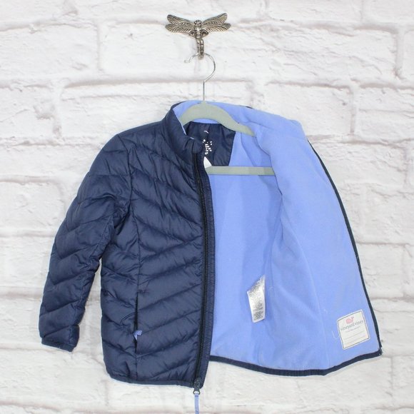 *Vineyard Vines Kids Navy Nylon Lined Full Zip Puffer Down Winter Jacket Size - Picture 7 of 9